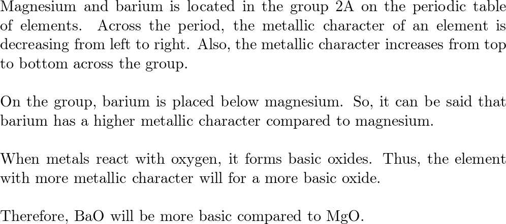 Which Oxide Is More Basic Mgo Or Bao Why