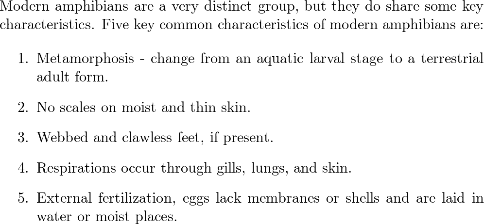 Name five major characteristics of amphibians. | Quizlet