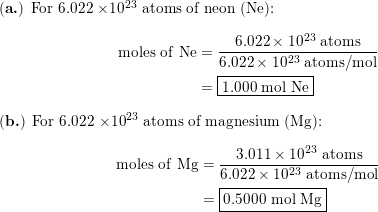 How many moles of atoms are there in each of following? | Quizlet