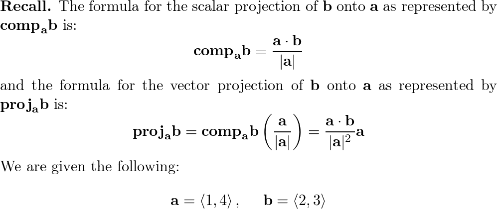 find-the-scalar-and-vector-projections-of-b-onto-a-a-quizlet