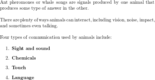 Describe an example of four types of communication used by a | Quizlet