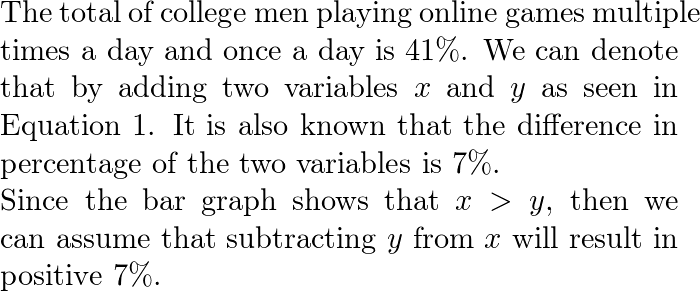 The current generation of college students grew up playing interactive  online games, and many continue to play in college. The bar graph shows the  percentage of U.S. college students playing online games