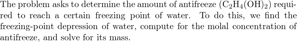 How many grams of antifreeze mathrm C 2 ma Quizlet