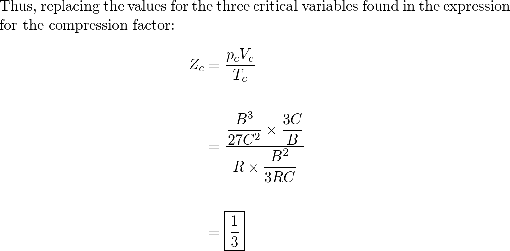 The value of compression factor at the critical state of a vander