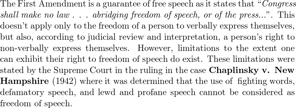 forms of speech not protected by the first amendment