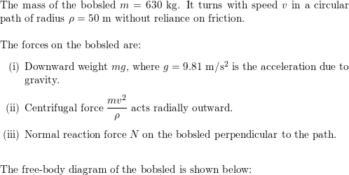 Determine the speed which the 630 mathrm kg four man bob Quizlet