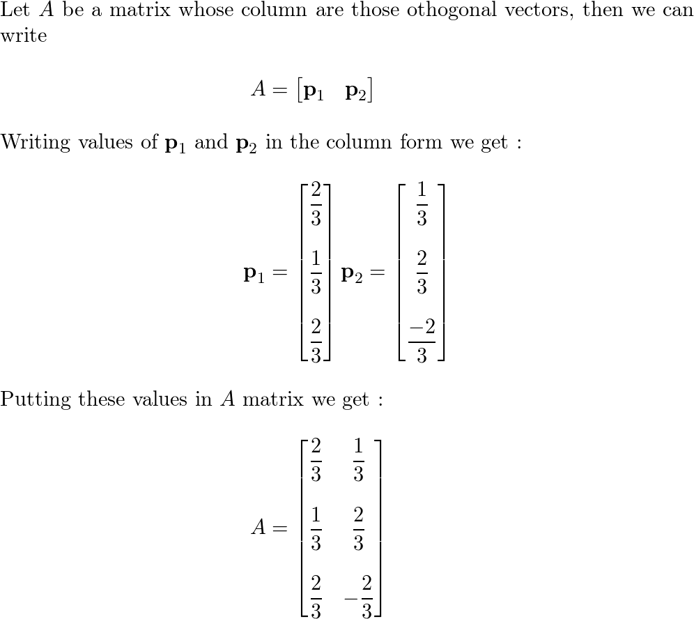 Find The Standard Matrix For The Orthogonal Projection Onto 