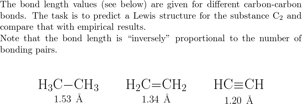 The carbon carbon bond length in C2H2 is 1.20 A that in C2 Quizlet