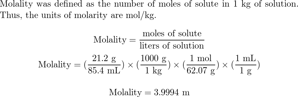 An ethylene glycol solution contains 21.2 g of ethylene glyc Quizlet