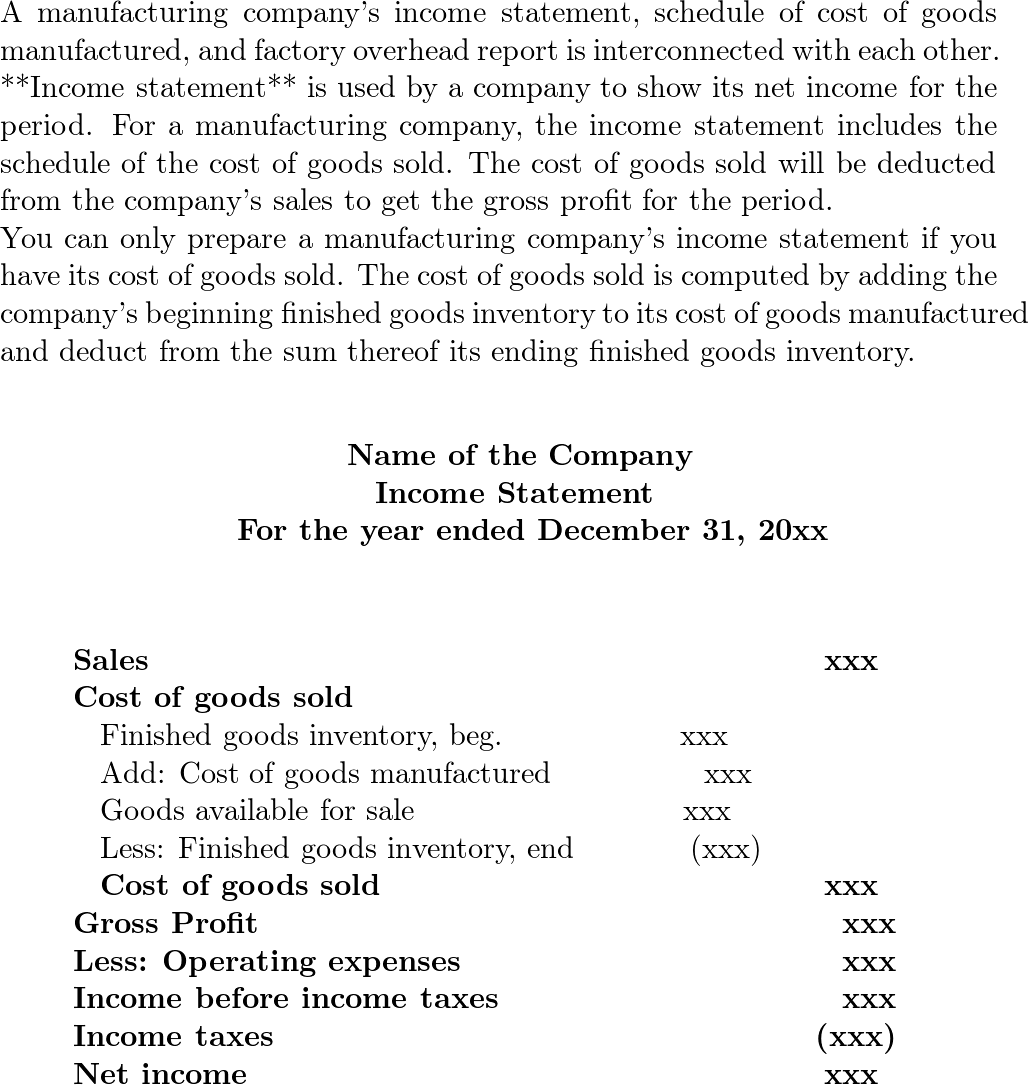 cost of goods manufactured income statement