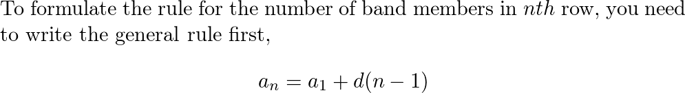 A marching band is arranged in rows. The first row has three Quizlet