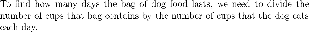 A bag contains 42 cups of dog food. Your dog eats 2 frac 1 Quizlet