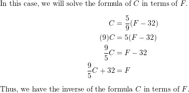 Solved] Use the formula C=59(F−32) for conversion between