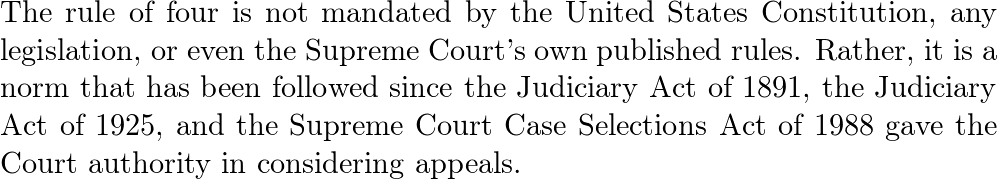 What is the rule of four in store the supreme court