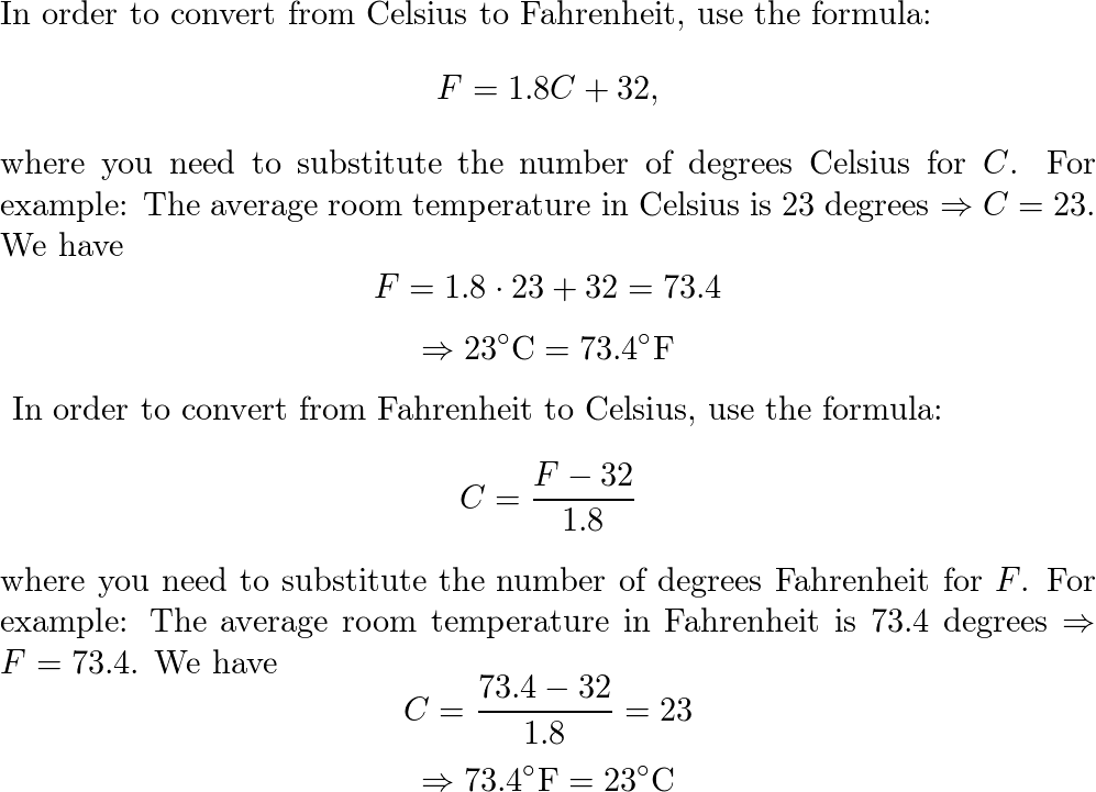 Using examples, show how to convert among the Fahrenheit, Ce