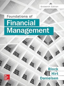Foundations of Financial Management 16th Edition by Bartley R. Danielsen, Geoffrey A. Hirt, Stanley B. Block