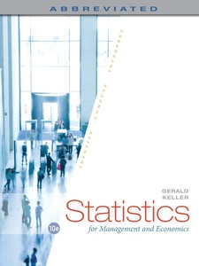 Statistics for Management and Economics, Abbreviated Edition 10th Edition by Gerald Keller