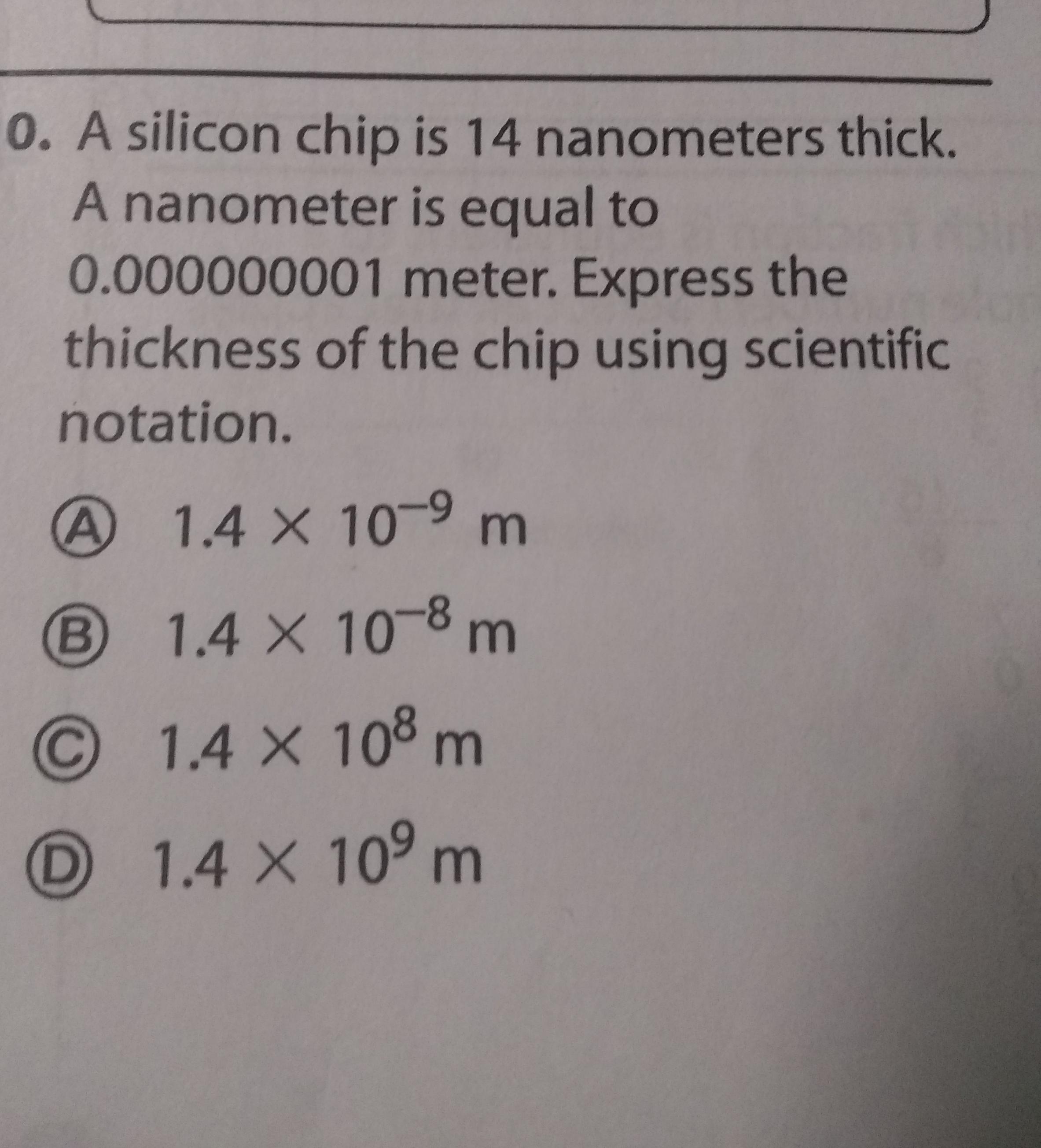 Achtervoegsel Handelsmerk Refrein ee 8. A silicon chip is 14 nanometers thick. A nanometer is | Quizlet