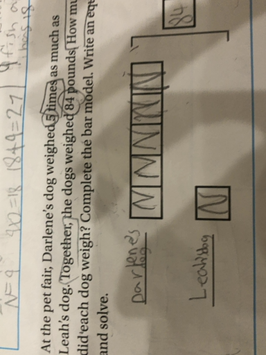 At the pet fair, Darlene's dog weighed 5 times as much as Le | Quizlet