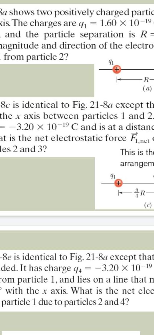 Sa Shows Two Positively Charged Partic Is The Charges Are G 1 60 X 10 9 And The Particle Separation Is R Lagnitude And Direction Of The Electro From Particle 2 Sc