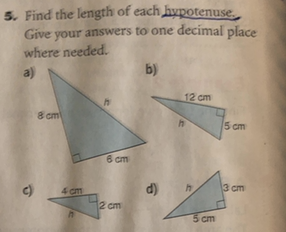 finding the hypotenuse in right triangles assignment quizlet