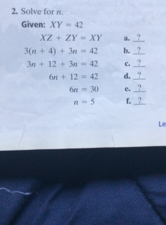 Solve For N Math Begin Array R L L Text Given X Y 42 X Z Z Y