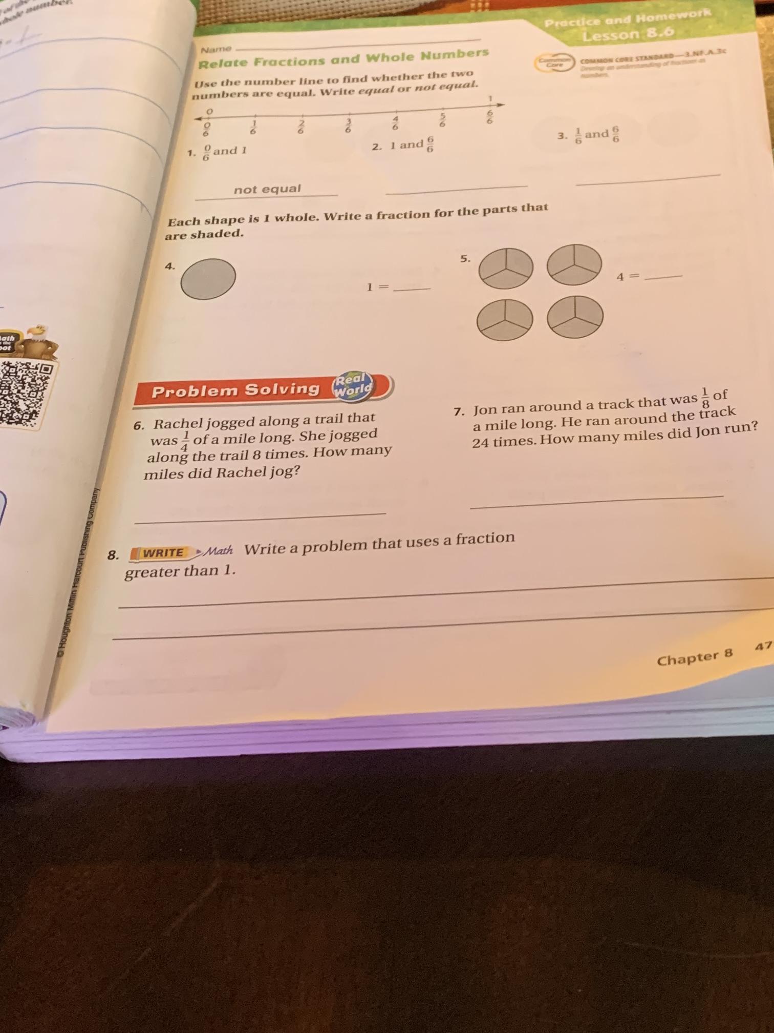 Tr Eee He Ass Oe Ot A Tle En Gg Oe Mid Whether Ern Ee Kp Pac J Each Shape Fs 1 Whole Write A Fraction For The Parts That